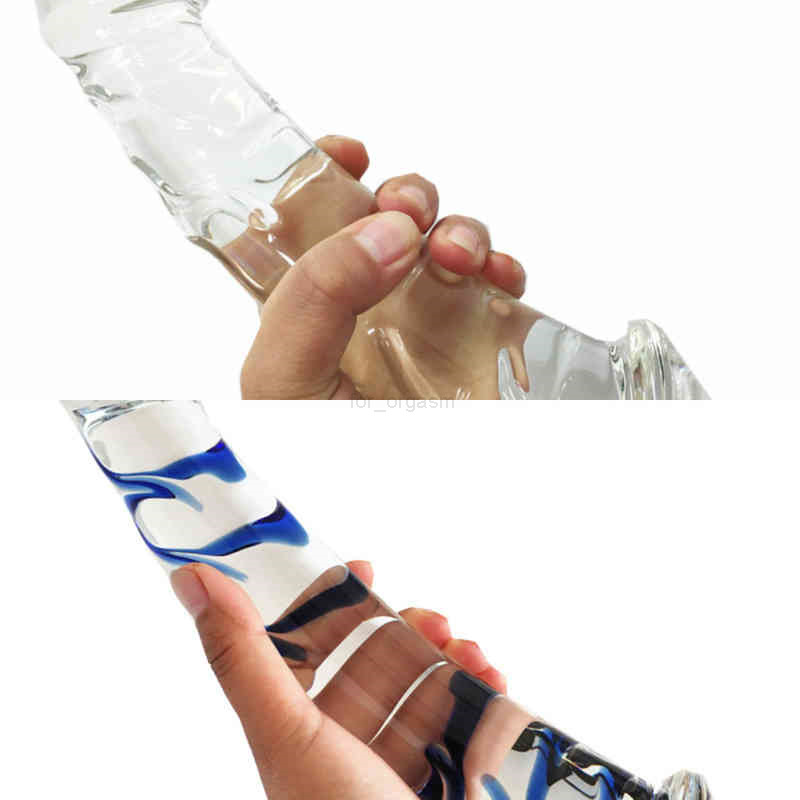 Dildos Large Double Glass Dildo Crystal Anal Long Dildos Butt Plug Fake Penis Dick G-spot Female Masturbation Sex Toys for Women Men