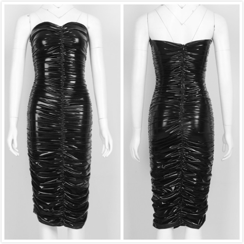Free Women's Sexy Wrapped Dress Sleeveless Draped Bodycon Knee-length Celebrity Nightclub Party es 210524