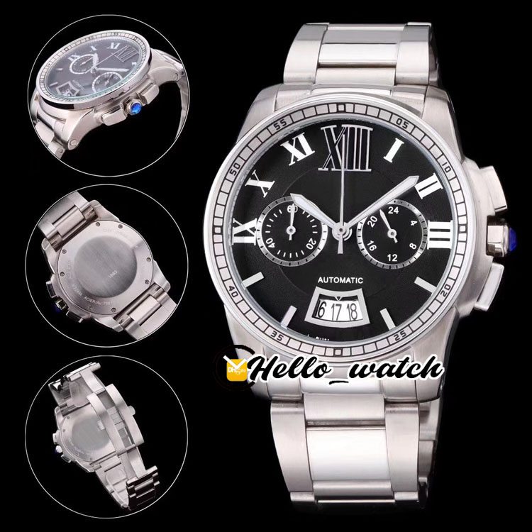43mm Big Date W7100061 Watches Black Dial Miyota VK Quartz Chronograph Mens Watch Stopwatch Stainless Steel Bracelet 316L Hello_Watch HWCR, Slivery;brown
43mm Big Date W7100061 Watches Black Dial Miyota VK Quartz Chronograph Mens Watch Stopwatch Stainless Steel Bracelet 316L Hello_Watch HWCR, Slivery;brown