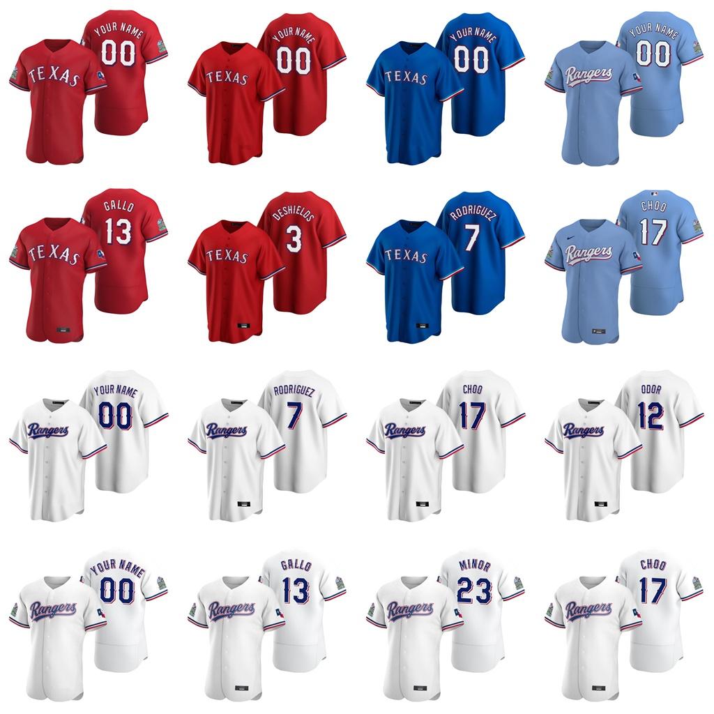 20 21 Custom Texas Ryan Rangers Jerseys Gallo Odor Choo Hamels Fielder DeShields Beltre Mathis Santana Rodriguez Leclerc Minor Baseball Wear, Blue;black
20 21 Custom Texas Ryan Rangers Jerseys Gallo Odor Choo Hamels Fielder DeShields Beltre Mathis Santana Rodriguez Leclerc Minor Baseball Wear, Blue;black