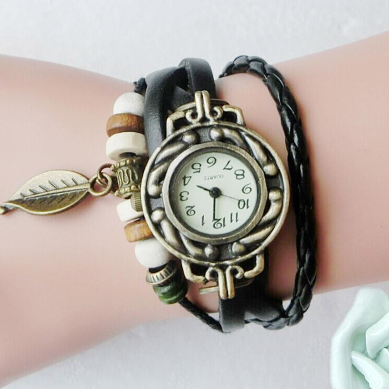 Wristwatches Ladies Watch Women Children Retro LeatherWinding Bracelet Leaf Pendant Bayan Kol Saati Quartz Wrist Watches For, Black
Wristwatches Ladies Watch Women Children Retro LeatherWinding Bracelet Leaf Pendant Bayan Kol Saati Quartz Wrist Watches For, Black