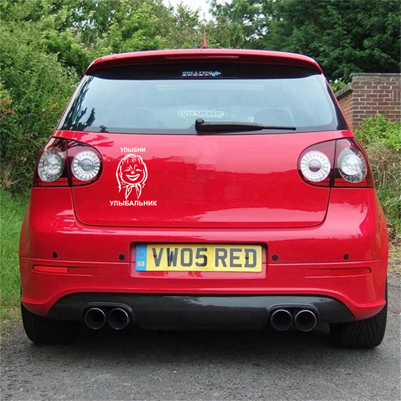 18.3*15cm Laughing Girl Stickers Rear Funny Smile Girls Racing Scratch Warning Decal For Auto Truck Luggage Computer Door Windows Tail Wall Gift Decor