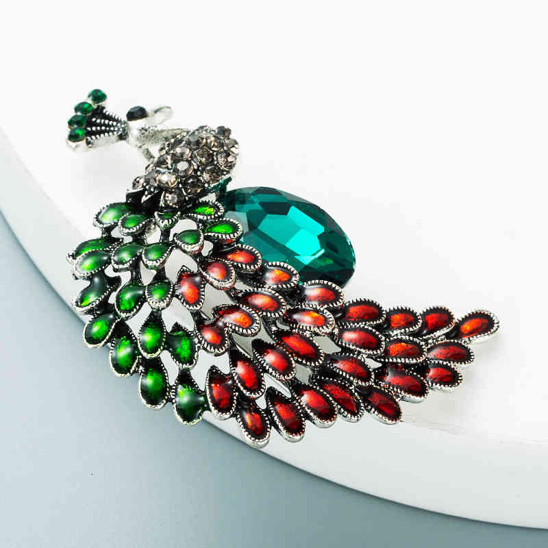 Brooch Wind Personality Colorful Peacock Female Trendsetter Alloy Diamond Girl Pin