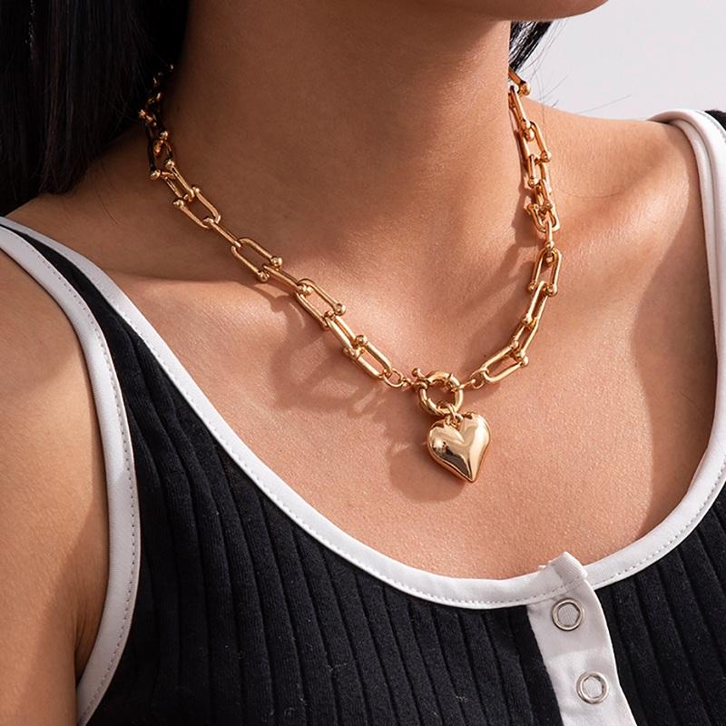 Chokers Stainless Steel Gothic U Shaped Link Chain Lover Heart Pendant Necklaces Silver Gold Women Curb Boho Gifts, Golden;silver
Chokers Stainless Steel Gothic U Shaped Link Chain Lover Heart Pendant Necklaces Silver Gold Women Curb Boho Gifts, Golden;silver