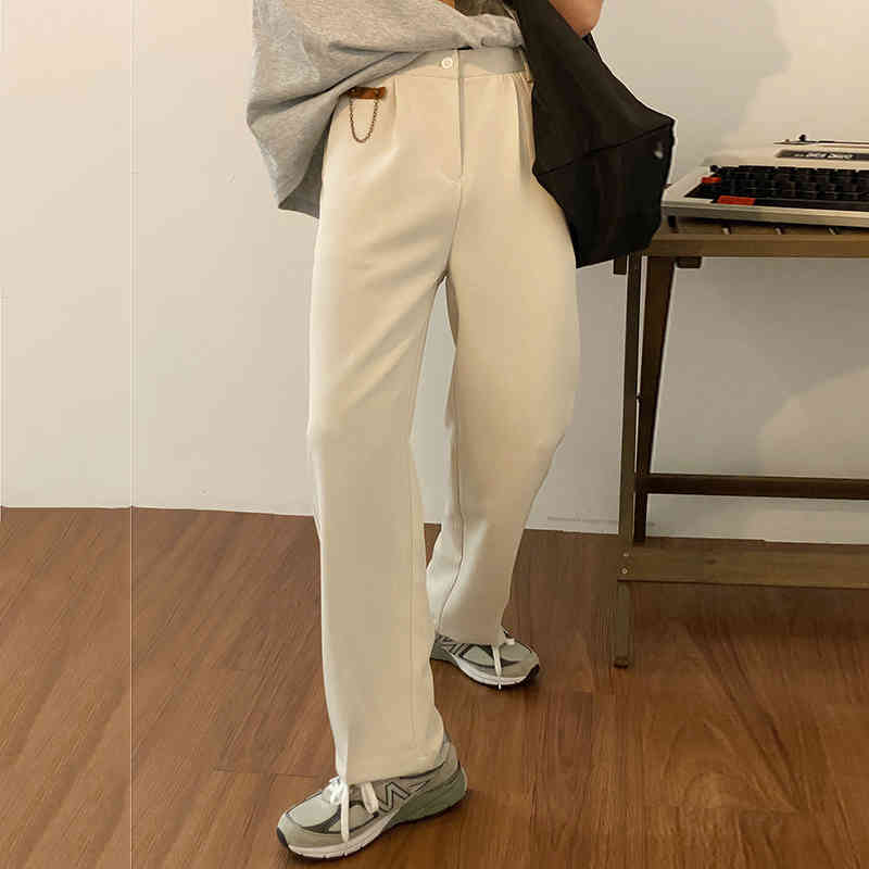 IEFB Men's Clothing Korean Ins Trend Wide Leg Suit Pants Label Chain Decorationcasual Business Trousers Male 9Y6911 210524