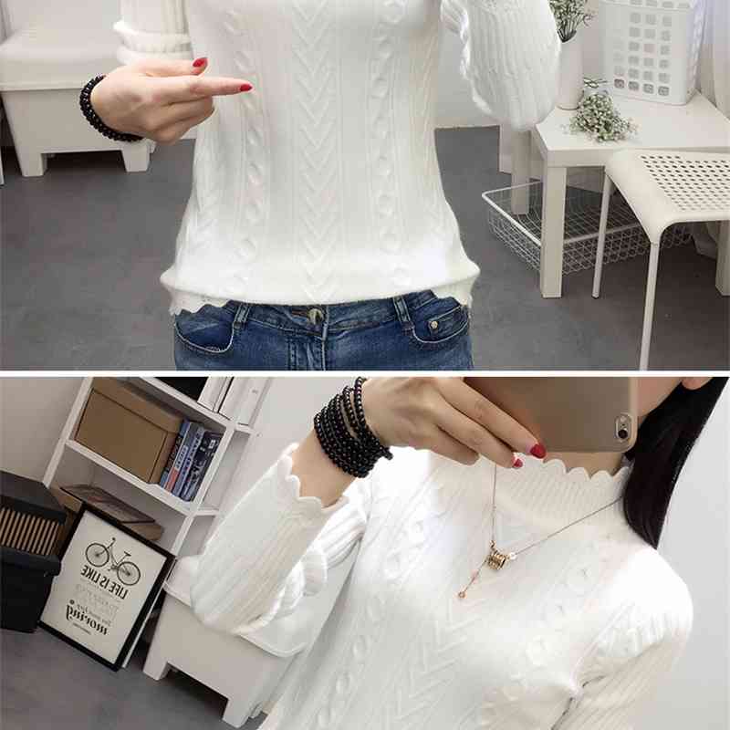 collar collar, bottom shirt, short style, slim body, heavy sleeves, long and all kinds of knitted sweaters. 210914