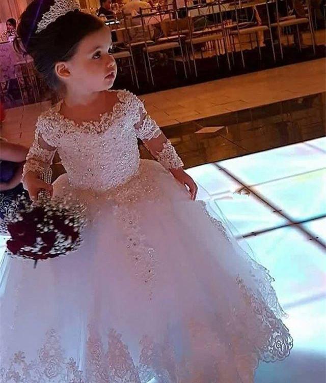 Girl's Dresses Princess White Lace Appliques Flower Girls For Wedding Party Ball Gown Sexy Sheer Full Sleeve Holy Communion Dress, Red;yellow
Girl's Dresses Princess White Lace Appliques Flower Girls For Wedding Party Ball Gown Sexy Sheer Full Sleeve Holy Communion Dress, Red;yellow