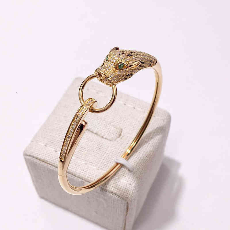 Charm Bracelets 02 Exaggerated Personality Animal Leopard Head Tide Micro Inlaid Zirconium Band Ring Couple