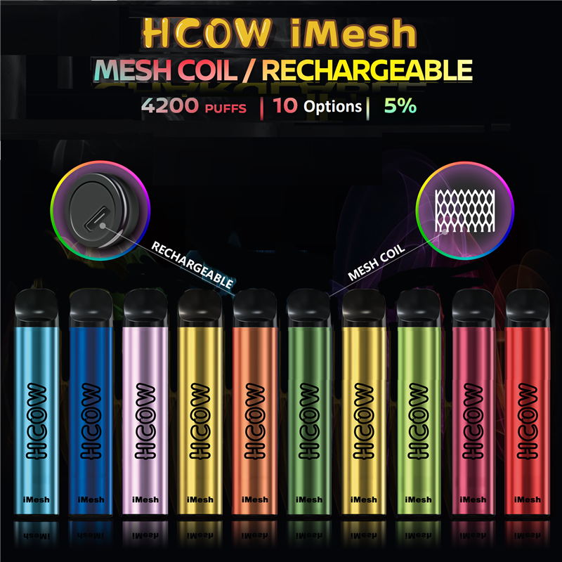 100% Original HCOW IMESH Disposable E cigarettes Device Kit 4200 Puffs 650mAh Rechargable Battery 10ml Prefilled Pod Cartridges Vape Pen VS
100% Original HCOW IMESH Disposable E cigarettes Device Kit 4200 Puffs 650mAh Rechargable Battery 10ml Prefilled Pod Cartridges Vape Pen VS