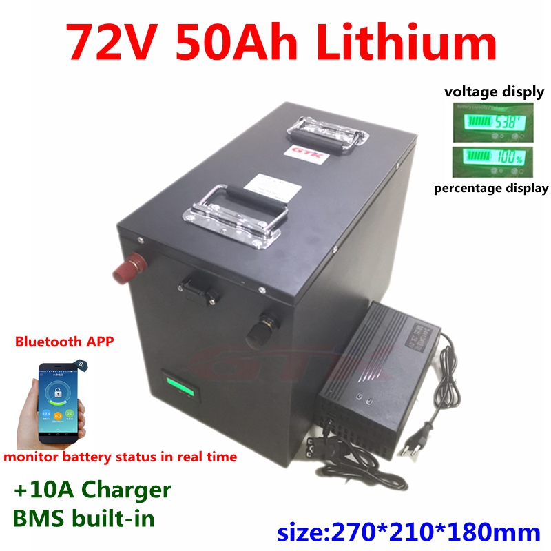 

GTK 72V 50Ah Lithium li ion battery bms 20s for RV EV solar energy electric motorcycle power supply ebike +10A Charger