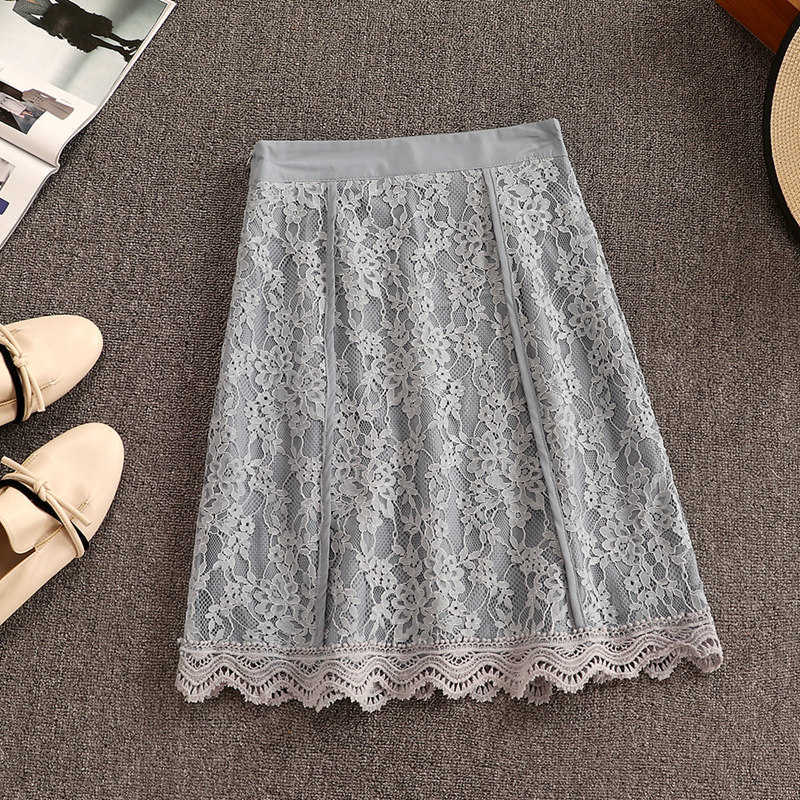 DEAT Women Lapel Short Sleeve Lace Skirt Arrivals Short Two Piece Set Temperament Fashion Spring Summer 11D769 210709