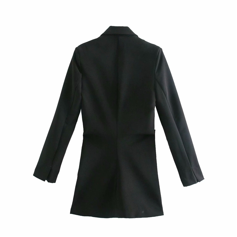 Elegant Women Notched Collar Blazer-Dress Fashion Ladies Draped Dress Streetwear Female Chic Asymmetric Mini Dresses 210430