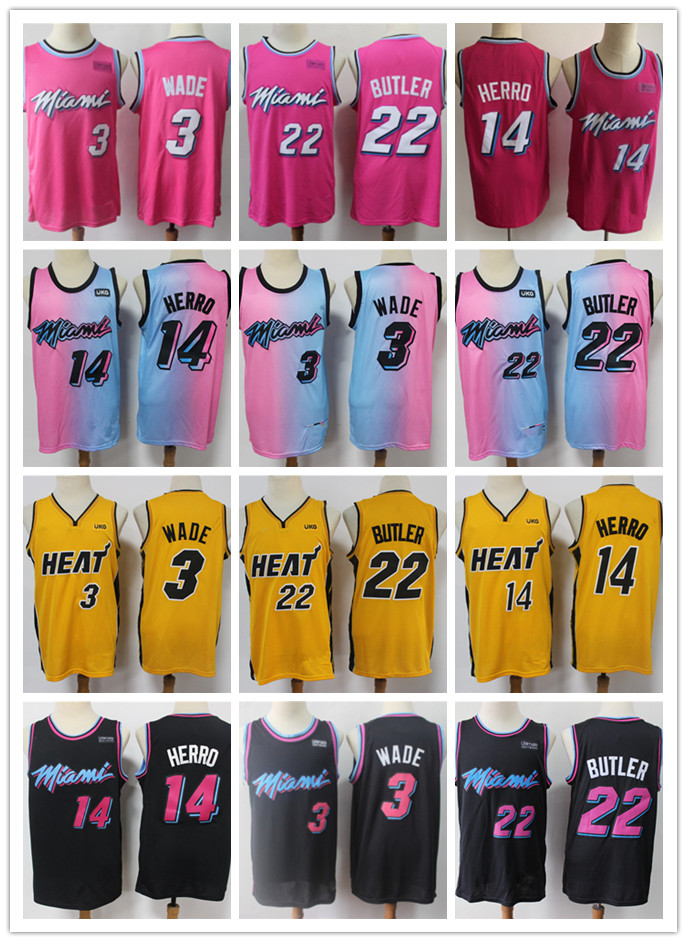2021 Mens Miami Heat Throwback jerseys Dwyane 3 Wade Tyler 14 Herro Jimmy 22 Butler Basketball Shorts Basketball Jerseys pink yellow, Black;red
2021 Mens Miami Heat Throwback jerseys Dwyane 3 Wade Tyler 14 Herro Jimmy 22 Butler Basketball Shorts Basketball Jerseys pink yellow, Black;red
