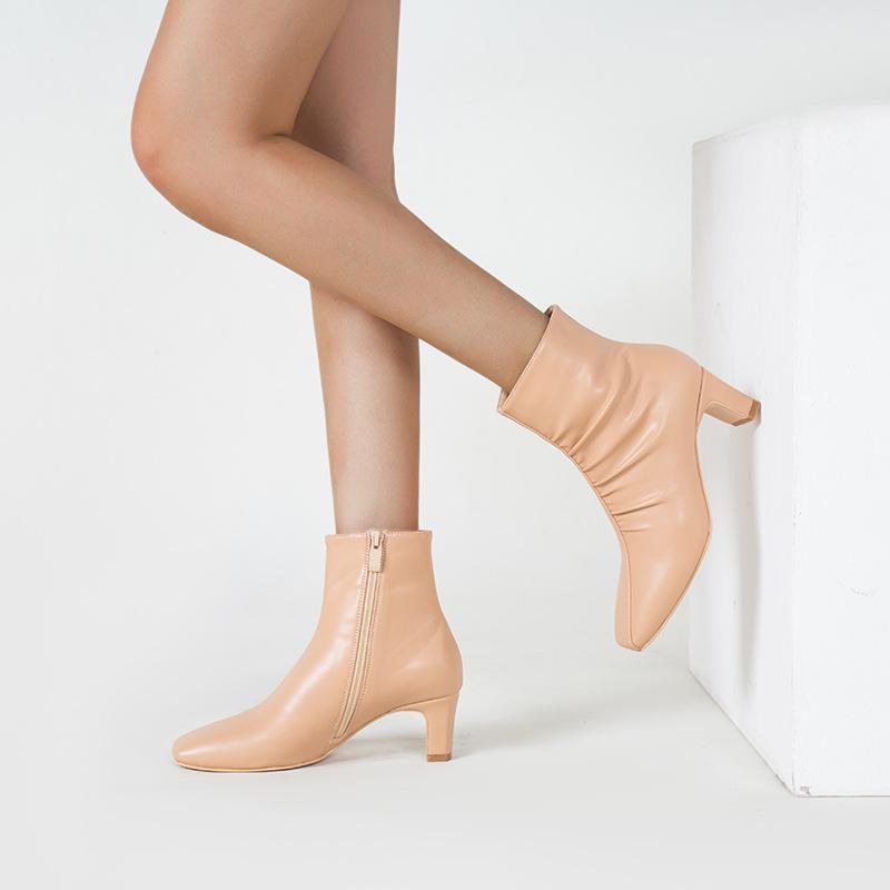 Boots Autumn Winter Women Shoes High Heels Pleated Ankle Pu Leather Square Toe Ladies Botas Mujer, Black
Boots Autumn Winter Women Shoes High Heels Pleated Ankle Pu Leather Square Toe Ladies Botas Mujer, Black