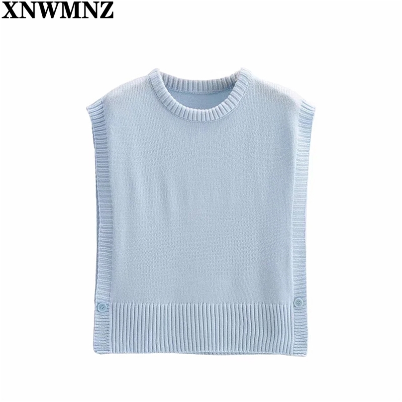 Women Knitted Pullover Vest Summer Chic Lady Sleeveless Sweaters Girls Cute Side Buttons Loose Jumpers 210520, Blue
Women Knitted Pullover Vest Summer Chic Lady Sleeveless Sweaters Girls Cute Side Buttons Loose Jumpers 210520, Blue