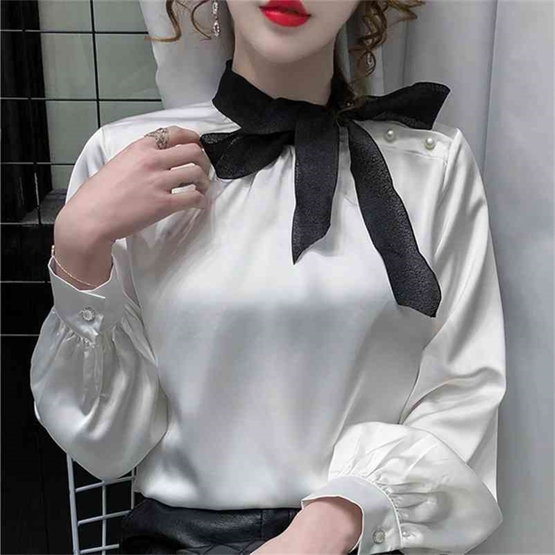 Beading chiffon shirt korean fashion long sleeve bow stitching blouse elegant office women tops 210517, Pink
Beading chiffon shirt korean fashion long sleeve bow stitching blouse elegant office women tops 210517, Pink