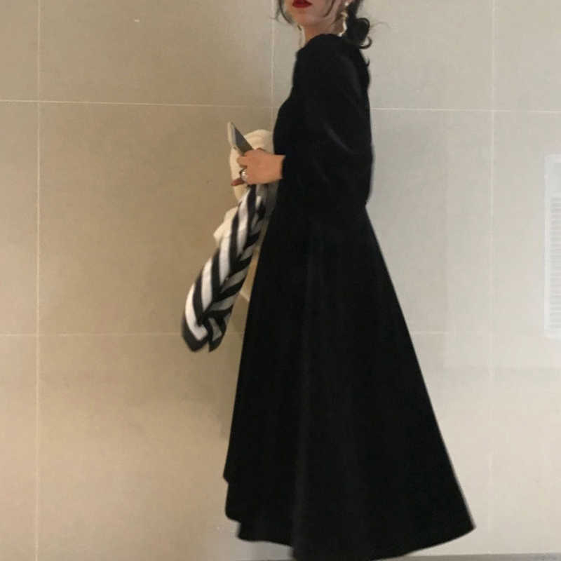Joinyouth Vintage Velour Women Dress Square Collar Puff Long Sleeve Dresses Spring Korean Elegant Vestidos Femme Clothes 210630