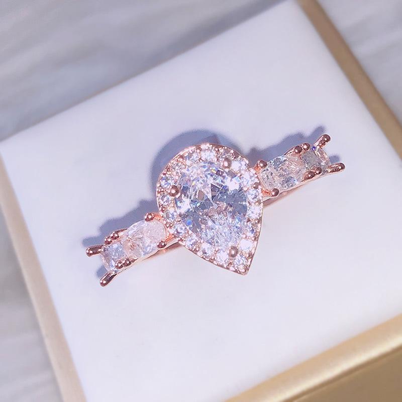 Cluster Rings Rose Gold Drop Shaped Zircon Ring Fashion Simple Feminine Romantic Gift
Cluster Rings Rose Gold Drop Shaped Zircon Ring Fashion Simple Feminine Romantic Gift