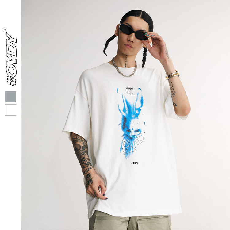 wxwovdy men's 2021 spring and summer new trend personalized abstract rabbit print oversize short sve men's wear, White;black
wxwovdy men's 2021 spring and summer new trend personalized abstract rabbit print oversize short sve men's wear, White;black
