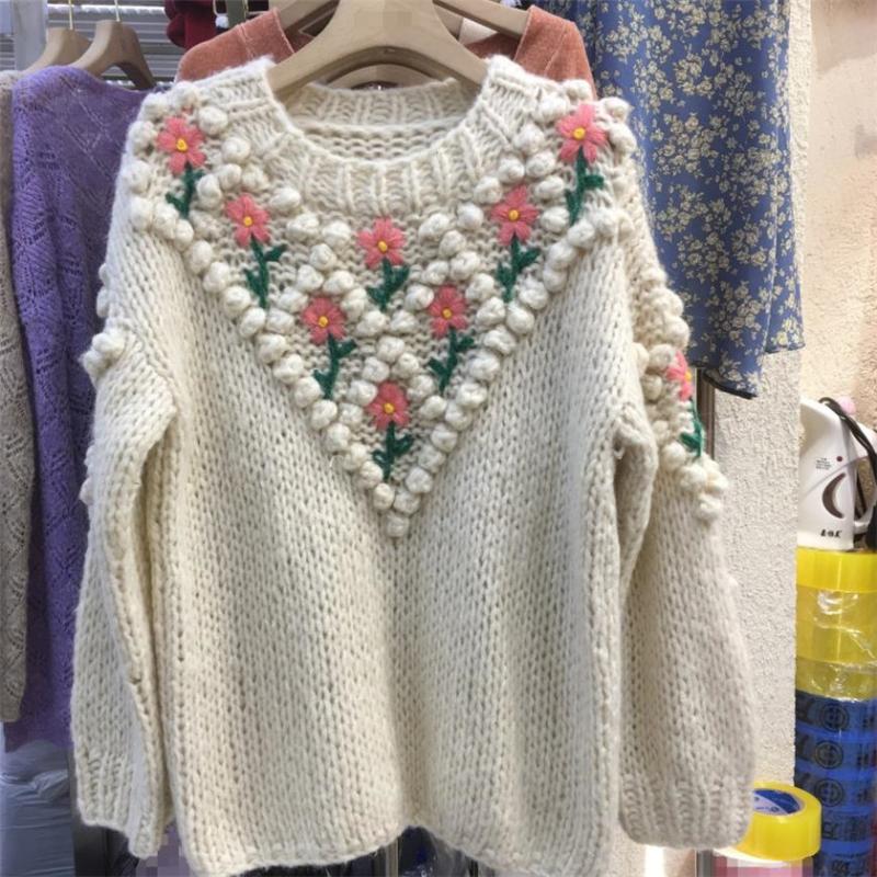 Women' Sweaters Handmade 3D Crochet Round Neck Pullover Sweater 2021 Autumn And Winter Sweet Lady Thick Wool Coat, White
Women' Sweaters Handmade 3D Crochet Round Neck Pullover Sweater 2021 Autumn And Winter Sweet Lady Thick Wool Coat, White