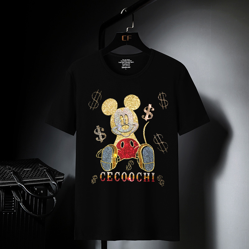 fashion t shirt 2021 social spirit round neck cartoon drill mouse men's korean slim brand short sleeve top, White;black
fashion t shirt 2021 social spirit round neck cartoon drill mouse men's korean slim brand short sleeve top, White;black
