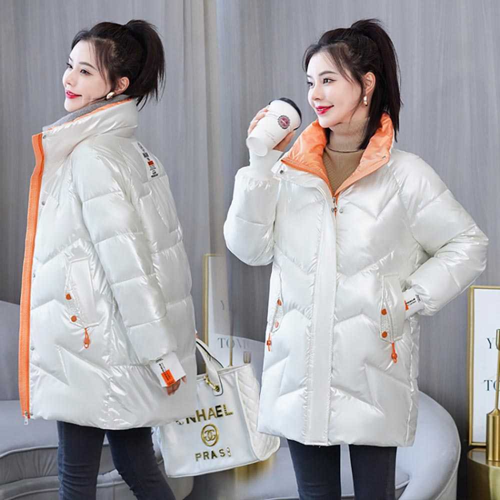 Vielleicht Long Parkas Fashion Warm Winter Jackets For Women Casual Gloosy Parka Coat Female Padded Outwear 211013