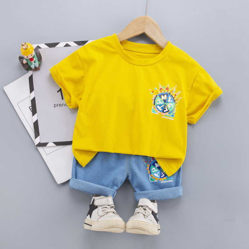 0-5 Years Summer Boy Clothing Set Casual Fashion Cartoon Active T-shirt+ Pant Kid Children Baby Toddler 210615