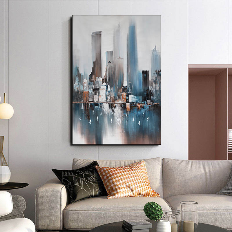 Nordic Poster Abstract City Wall Decorations Oil Painting Home Decor Art Cuadros Print Canvas Painting For Living Room Unframed