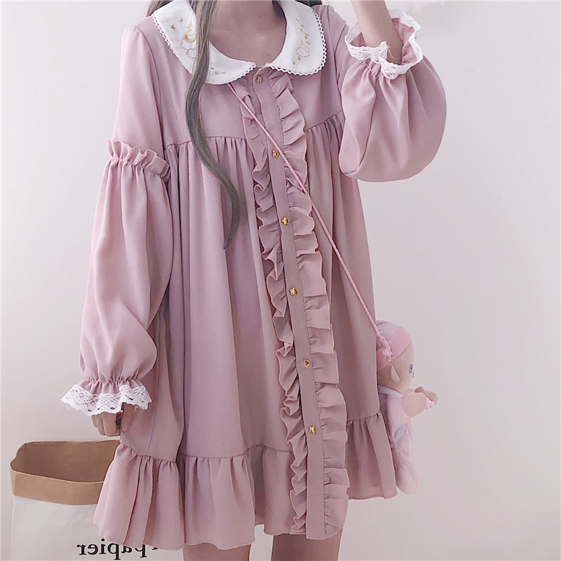 2021woherb 2021 summer dress women harajuku pink ladies ruffle lace patch kawaii dresses lolita cosplay sweet loose vestidos 21092, Black;gray
2021woherb 2021 summer dress women harajuku pink ladies ruffle lace patch kawaii dresses lolita cosplay sweet loose vestidos 21092, Black;gray