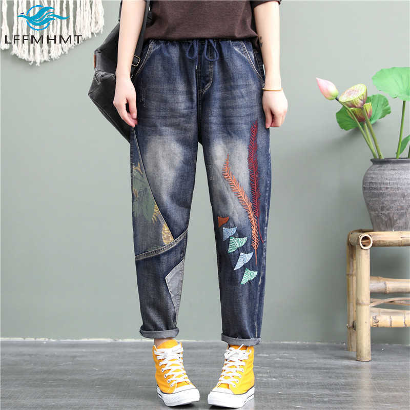 Women Spring Autumn Fashion Loose Casual Denim Jeans Office Lady Elastic Waist Embroidered Harem Pants Female Baggy Trouser H0908, Blue
Women Spring Autumn Fashion Loose Casual Denim Jeans Office Lady Elastic Waist Embroidered Harem Pants Female Baggy Trouser H0908, Blue