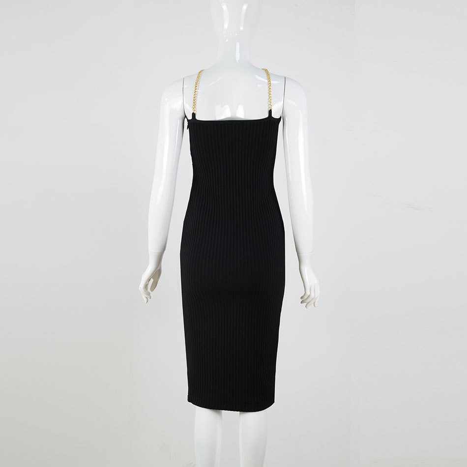 Free Summer Women's Bandage Dress Sexy Spaghetti Chain Strap Sleeveless Bodycon Club Party Vestido 210524
