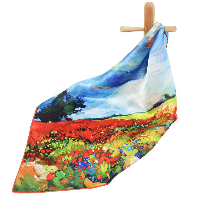 Scarves Pure Silk Scarf Women Bandana Female Handkerchief Tulip Filed Oil Painting Hair Top Women's Natural Square Headband, Blue;gray
Scarves Pure Silk Scarf Women Bandana Female Handkerchief Tulip Filed Oil Painting Hair Top Women's Natural Square Headband, Blue;gray