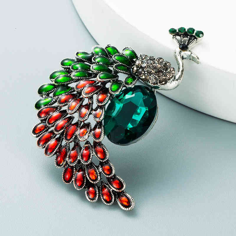 Brooch Wind Personality Colorful Peacock Female Trendsetter Alloy Diamond Girl Pin