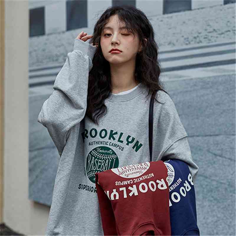 Letter baseball sweater women's thin 2021 new autumn Korean loose round neck Pullover long sleeve top, Black
Letter baseball sweater women's thin 2021 new autumn Korean loose round neck Pullover long sleeve top, Black