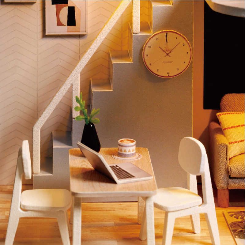 CUTEBEE DIY Dollhouse Kit Wooden Doll Houses Miniature Furniture with LED Toys for Christmas Gift QL02 210910