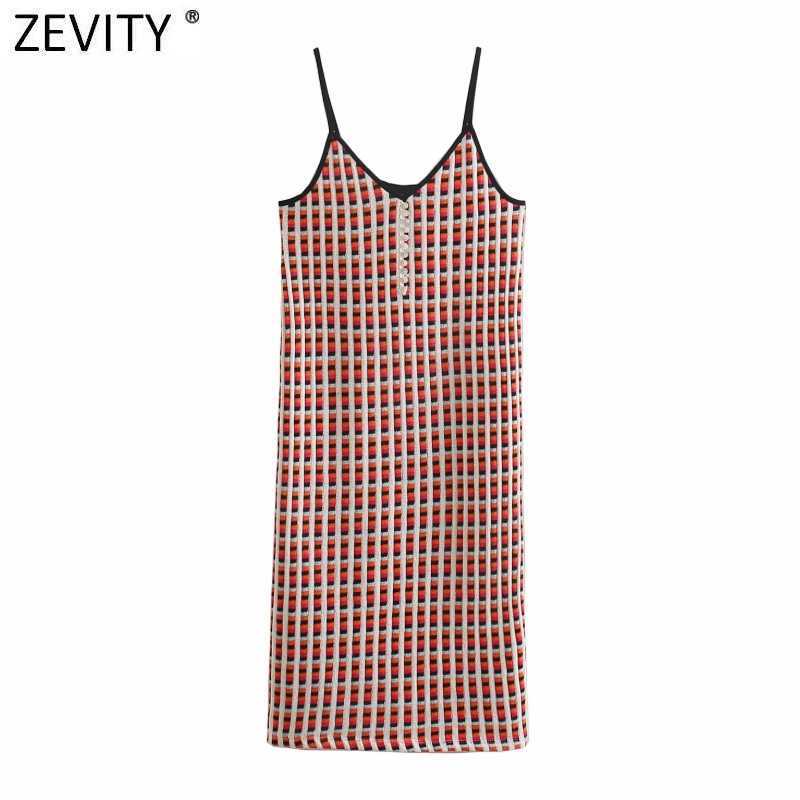 Zevity Women Vintage V Neck Breasted Houndstooth Plaid Knit Slim Sling Dress Female Chic Summer Brand Party Midi Vestido DS8120 210603, Bb ds8120
Zevity Women Vintage V Neck Breasted Houndstooth Plaid Knit Slim Sling Dress Female Chic Summer Brand Party Midi Vestido DS8120 210603, Bb ds8120