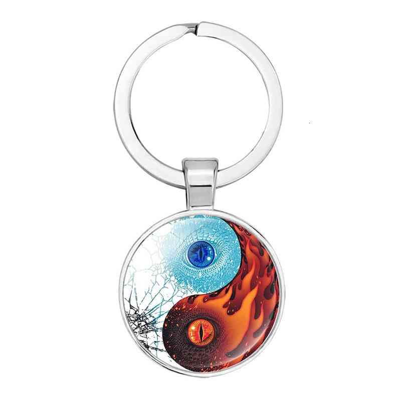 Key Rings Chinese Style Accessories Yin Yang Tai Chi Eight Diagrams Cat Footprints Time Ring Chain