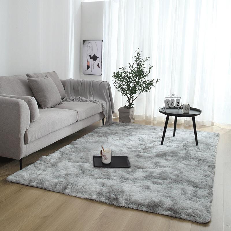 

Carpets European Grey Plush Carpet Living Room Decor Fluffy Rug Bedroom Thick Bed Anti-slip Large Rugs Comfortable Soft Big