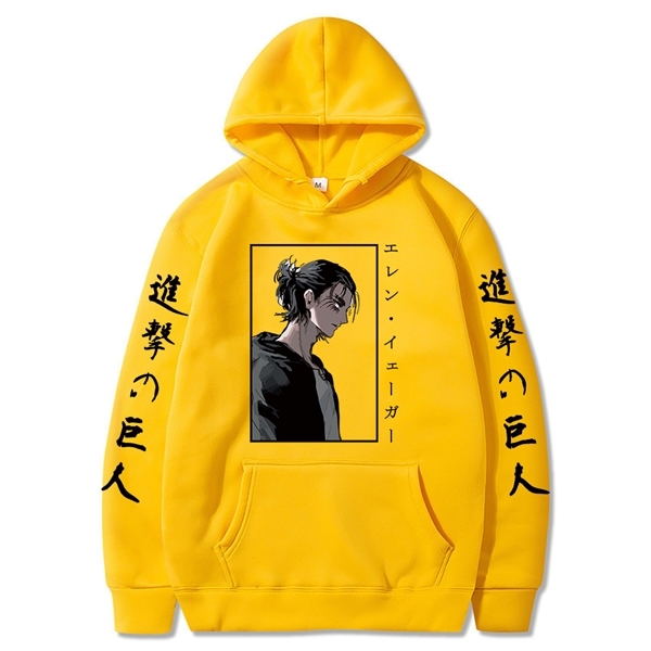 Men Hoodie Attack on Titan Printed Long Sleeve Anime Eren Yeager Pullover Harajuku Hoodie Sweatshirt Tops Y0809