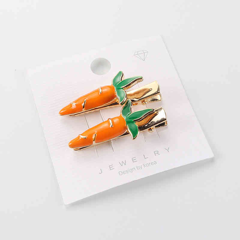 Hair Accessories Jewelry Carrot Strawberry Fruit pin Girl Side Clip Simple Korean Metal Net Red Bangs Duck Beak