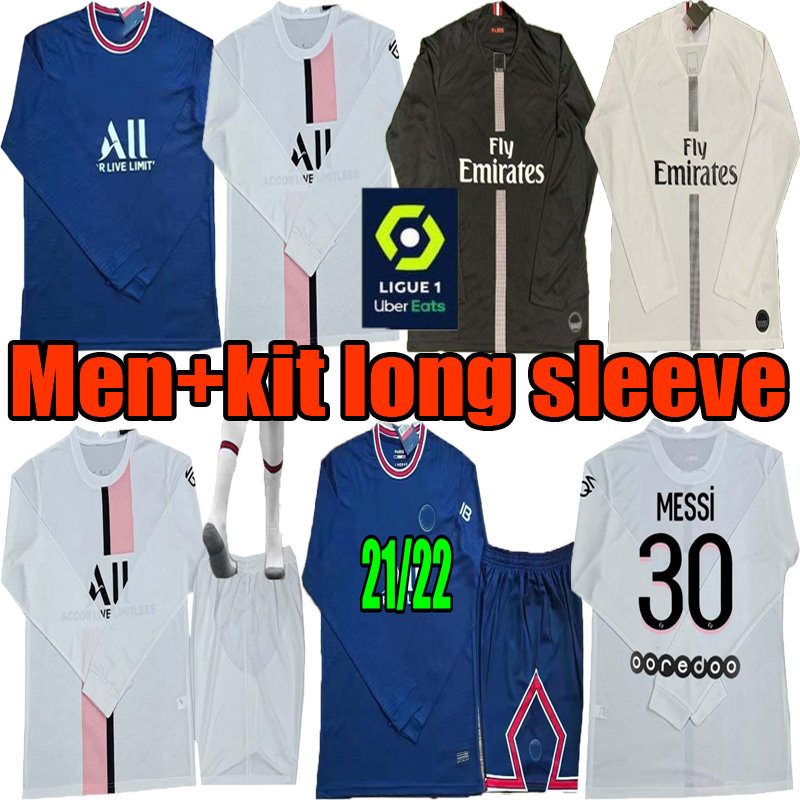 

men 21 22 MBAPPE Paris Long sleeve Soccer Jerseys sets 2021 2022 PSGES DI MARIA KEAN SARABIA ICARDI Football Shirt set MARQUINHOS VERRATTI home away third kits, 2021 home