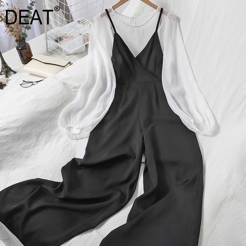 DEAT Women Chiffon Round Neck Long Sleevetemperament Long Pants Two Piece Set Fashion Spring Summer 11D390 210709, White black
DEAT Women Chiffon Round Neck Long Sleevetemperament Long Pants Two Piece Set Fashion Spring Summer 11D390 210709, White black
