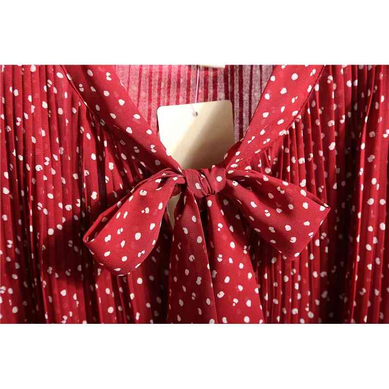 Korean Fashion Women Long Sleeved Print Pleated Dress Vintage Elegant Clothes Spring Lady Chiffon Floral 8538 50 210508