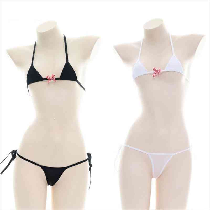 amazing bikini small cups cover only nipples bra panties tied on fit wide range of sizes cotton black white, White;black
amazing bikini small cups cover only nipples bra panties tied on fit wide range of sizes cotton black white, White;black