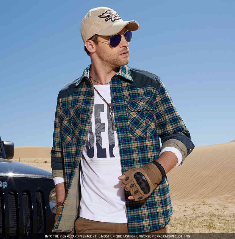 Shirt Men Military Cotton Long Sleeve Male Autumn Dress Shirt High Quality Casual Fashion Yellow Green Plaid Shirt Men 210518