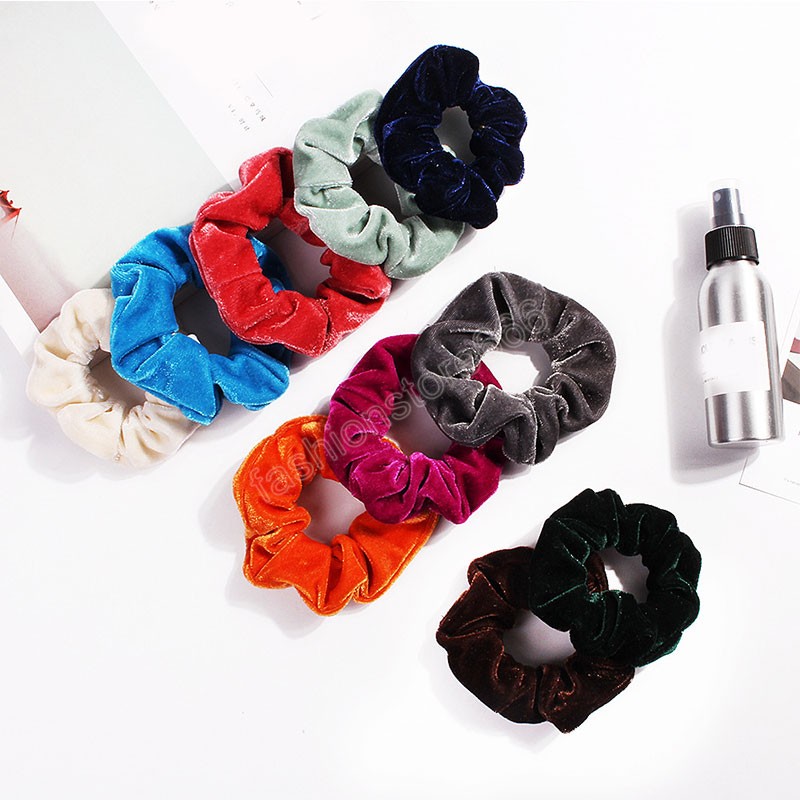 40Colors Velvet Hair Scrunchie Candy Color Elastic Hair Bands Winter Autumn Korea Women Girls Ponytail Holder Hair Accessorie