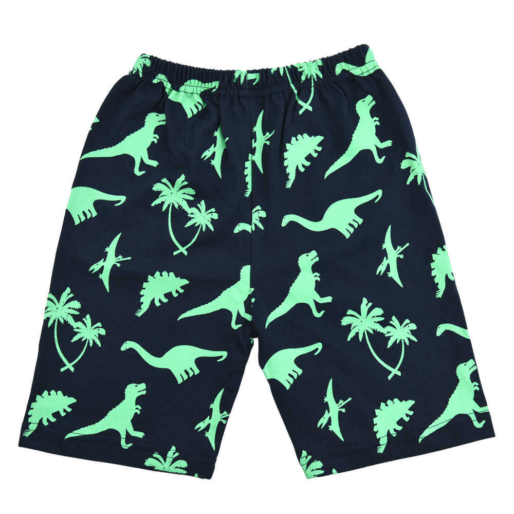 Kids Summer Pyjamas Set Boys Dinosaur Pjs Short Sleeve Pajama Cotton Sleepwear Dino Nightwear Children Outfit Age 2-7T 210729