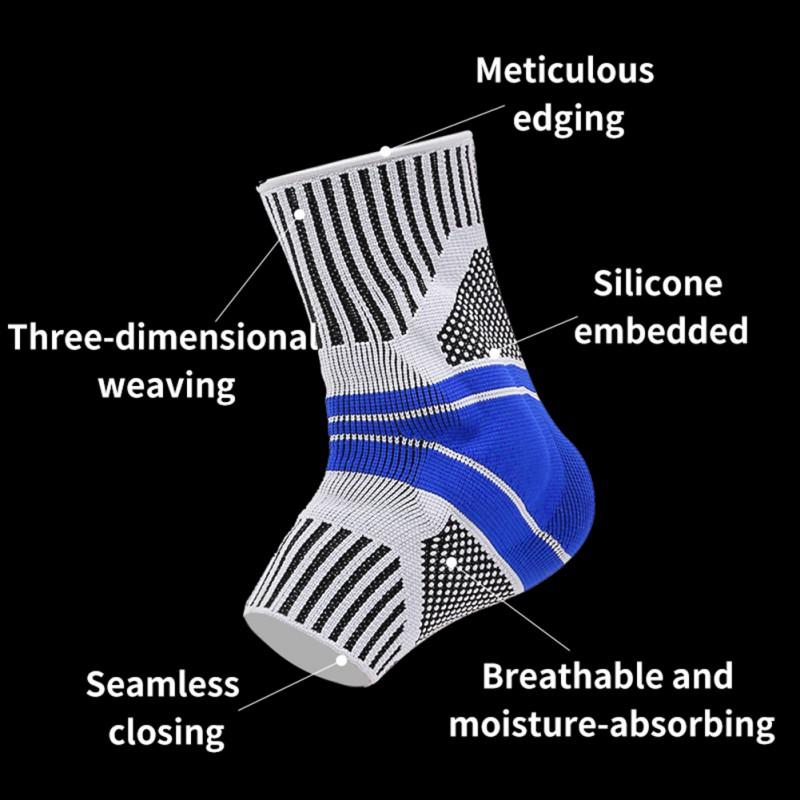 Ankle Support Brace Compression Sleeve With Silicone Gel Reduce Foot Swelling Pain Relief From Plantar Fasciitis Achilles Tendon