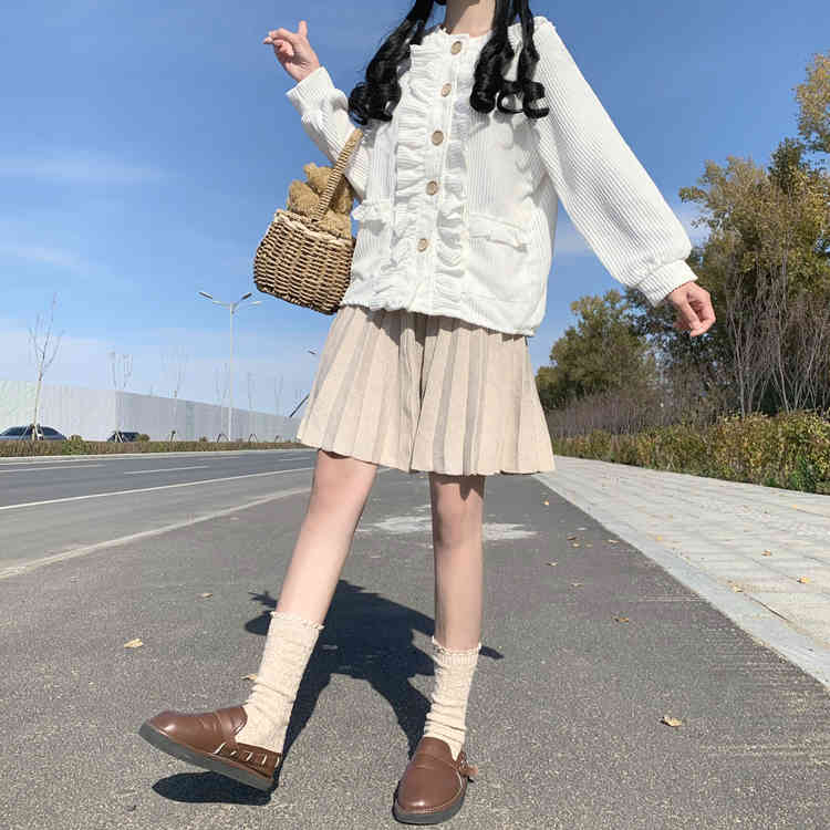 Nomikuma Japan Style Sweet Women Coat Korean Ruffle Patchwork Single Breasted Jacket Autumn Winter Thicken Outerwear 6D323 210427