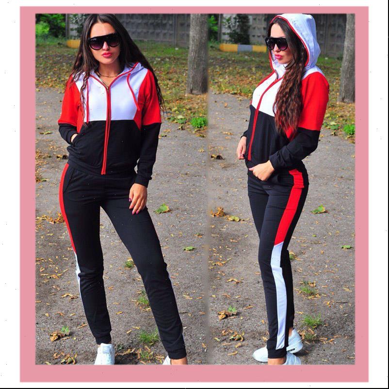 fashion striped hooded pants womens hoodie tracksuit sport suit long sleeve zipper outfits 2 piece sets clothing, Black
